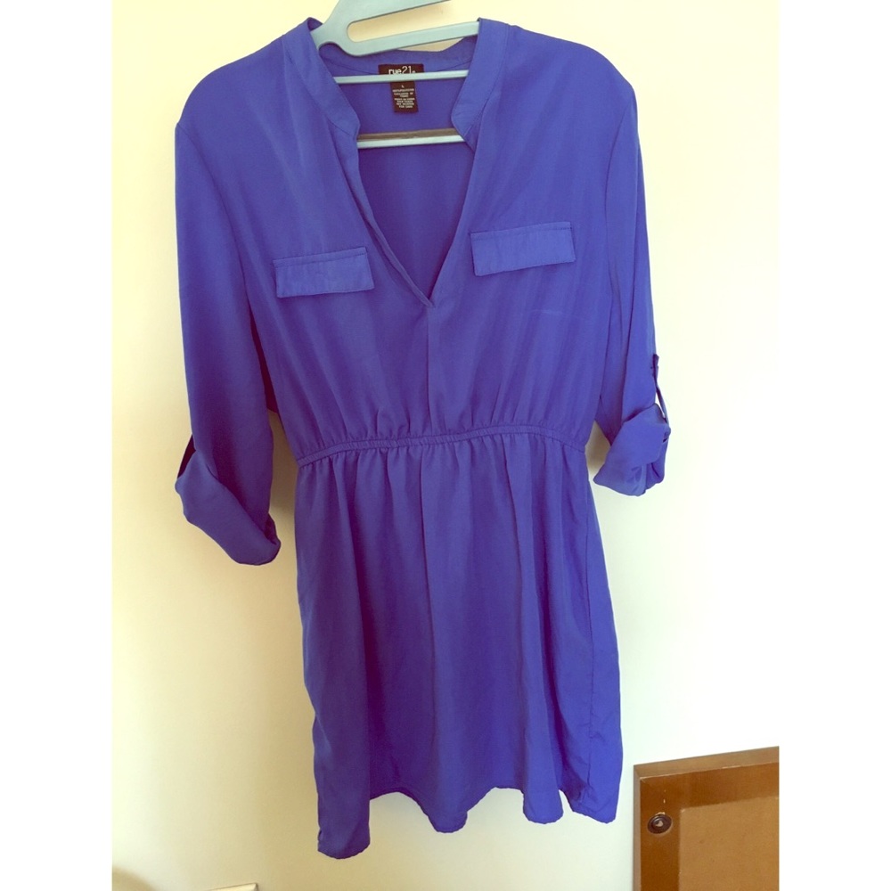 Blue Rue21 Dress with Cuffed Sleeves